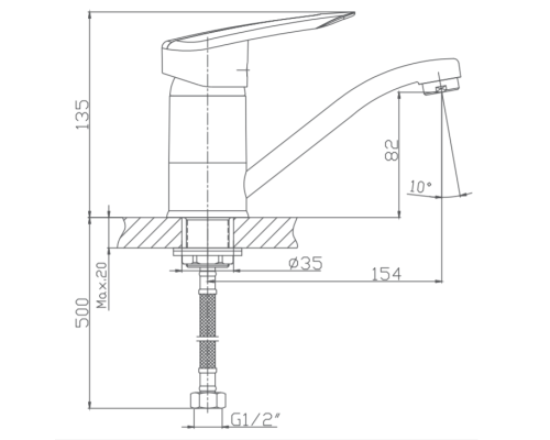 Смеситель для раковины Haiba HB4507-2 Хром