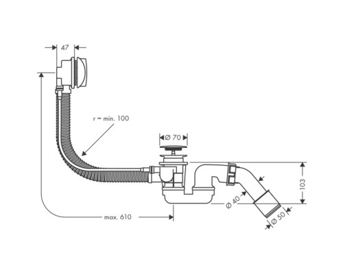 Слив-перелив для ванны HansGrohe Flexaplus