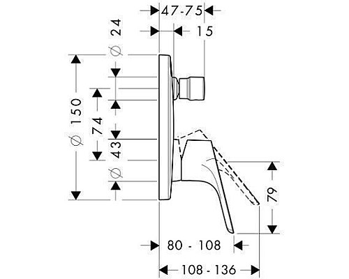 Смеситель для ванны,для душа Hansgrohe Focus E2 31945000
