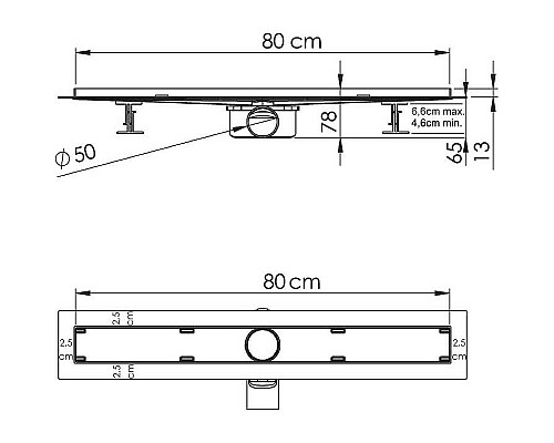 Душевой лоток Vincea Almira-S 80 SAY.602.80.S.U под плитку Душевой лоток Vincea Almira-S 80 SAY.602.80.S.U под плитку
