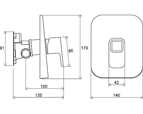 Смеситель встроенный для душа без переключателя для Ravak X070071