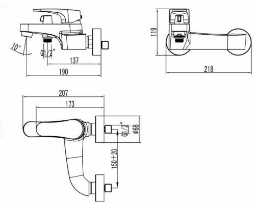 Смеситель для ванны Lemark Shift LM4334C Хром