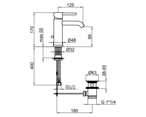 Смеситель для раковины Webert Elio EL830102015