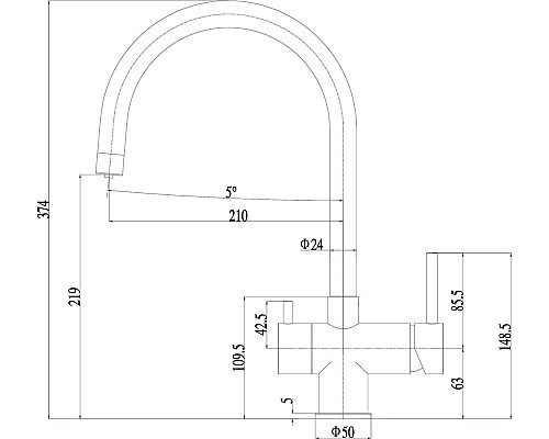Смеситель для кухонной мойки ZORG Inox SZR-7020