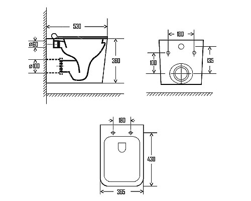 Унитаз AQUAme AQM2003 подвесной Белый глянец с сиденьем Микролифт