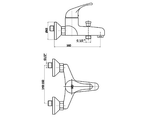 Смеситель для ванны GPD Flamengo MBB10 Хром