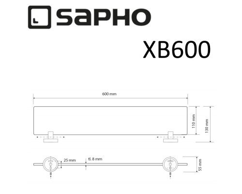 Стеклянная полка Sapho X-round black Черный