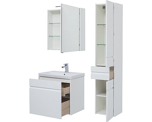 Тумба под раковину Aquanet Палермо 60 203934 подвесная Белый глянец