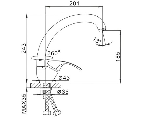 Смеситель для кухни Frap H36 F4136-B Хром