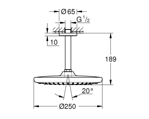 Верхний душ Grohe Tempesta 250 Хром