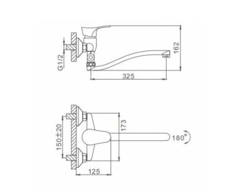 Смеситель для ванны Frap H14 F2114-B универсальный Хром