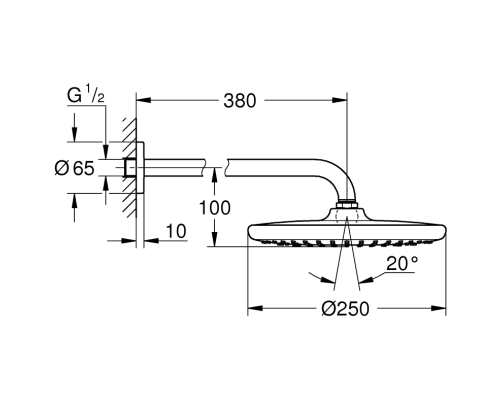 Верхний душ Grohe Tempesta 250 Cube 26668000 Хром