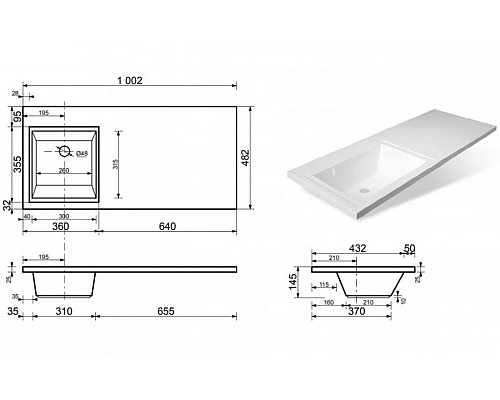 Раковина Эстет Даллас 100 L ФР-00001971 над стиральной машиной Белая