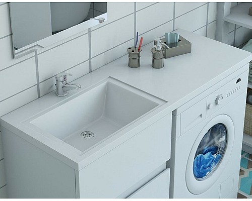 Раковина Эстет Даллас 100 L ФР-00001971 над стиральной машиной Белая