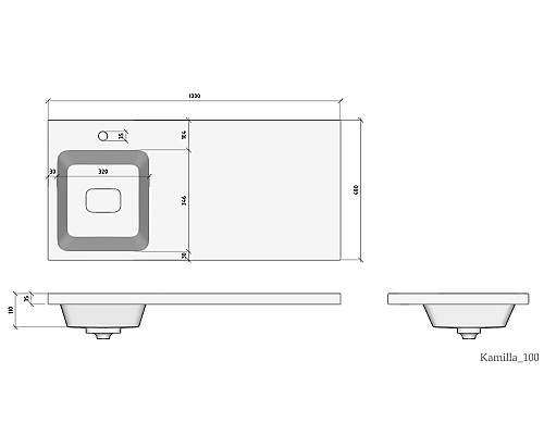 Раковина над стиральной машиной Madera Kamilla 100, левая