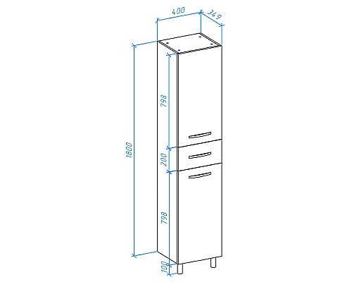 Шкаф пенал Bellezza Анкона 40 L 4629605662015 Белый