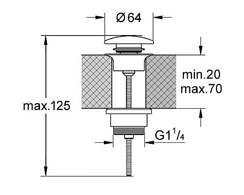 Донный клапан Kerasan 923375 click-clack Borgogna matt