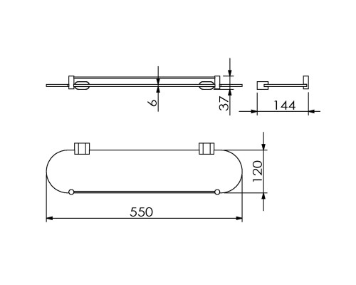 Полка стеклянная овальная LANGBERGER 24051H