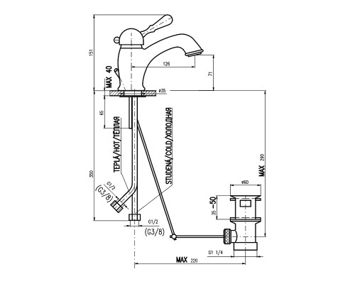 Смеситель для раковины Rav Slezak Labe L027.5SM Бронза
