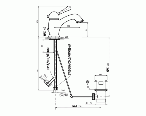 Смеситель для раковины Rav Slezak Labe L027.5SM Бронза