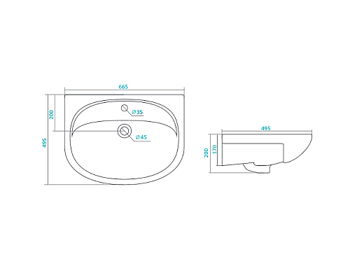 Полукруглая раковина Santek Стелла 65 1WH110174