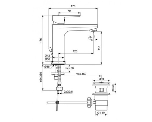 Смеситель для раковины Ideal Standard Cerafine Model O BC496AA Хром