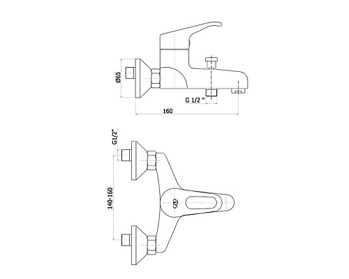 Смеситель для ванны GPD Nerida BB20 Хром