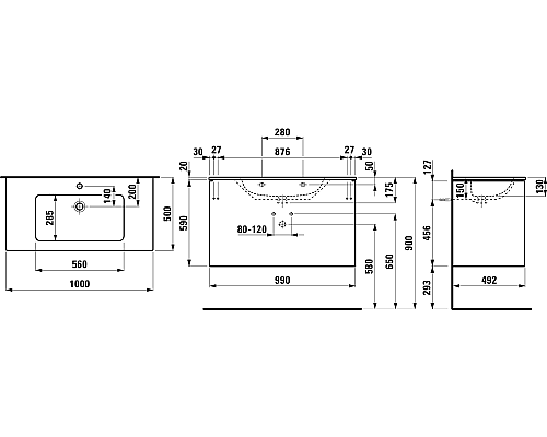 Тумба под раковину Laufen с раковиной Pro S 8.6496.2.260.104.1
