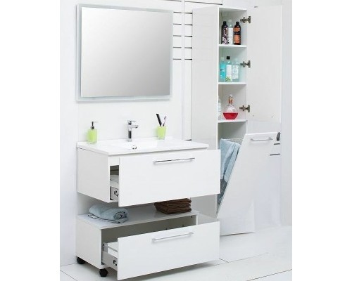 Шкаф пенал De Aqua Токката Тока 1S 30 R 167382 подвесной с бельевой корзиной Белый