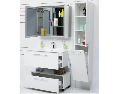 Шкаф пенал De Aqua Токката Тока 1S 30 R 167382 подвесной с бельевой корзиной Белый