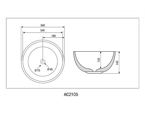 Раковина накладная ABBER Bequem AC2105MB черная матовая