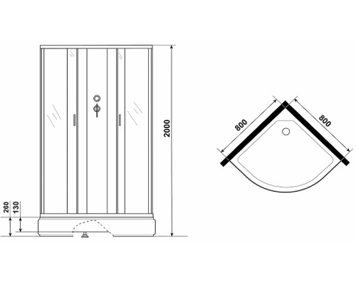 Душевая кабина Niagara Classic 80х80 NG-6703-14BKG с гидромассажем
