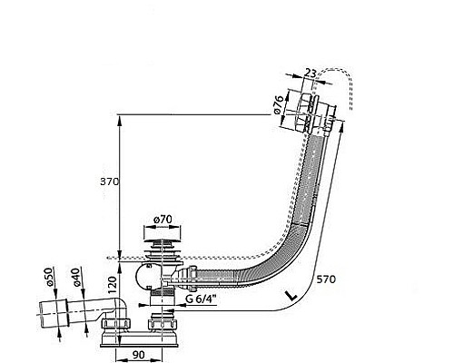 Слив-перелив Ravak X01745 полуавтомат Черный