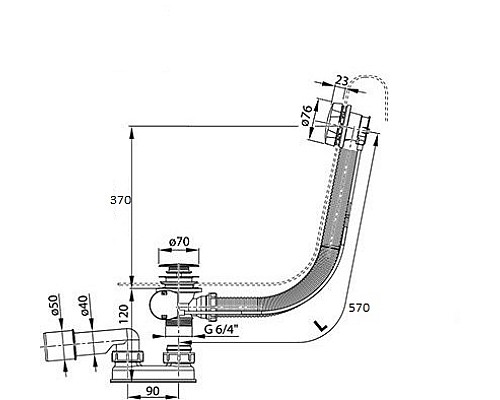 Слив-перелив Ravak X01745 полуавтомат Черный