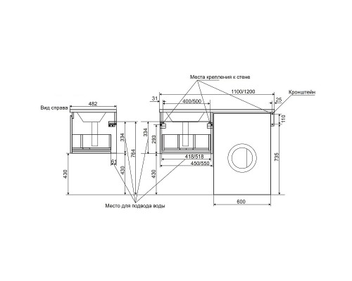 Тумба с раковиной Эстет Dallas Luxe 110 L ФР-00002025 подвесная Белая