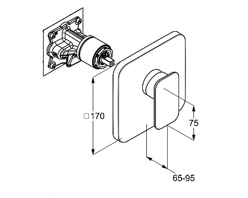 Встраиваемый однорычажный смеситель для душа Kludi E2 496550575
