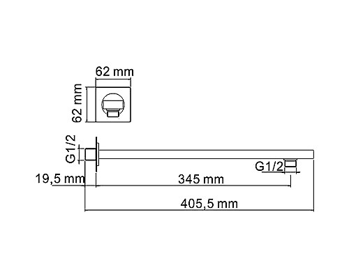 Кронштейн для верхнего душа WasserKRAFT Aisch A180 Золото матовое