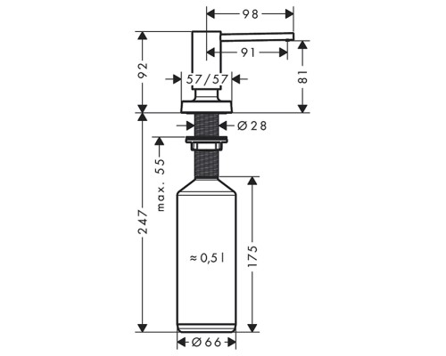 Дозатор для жидкого мыла A71 Hansgrohe 40468800 сталь
