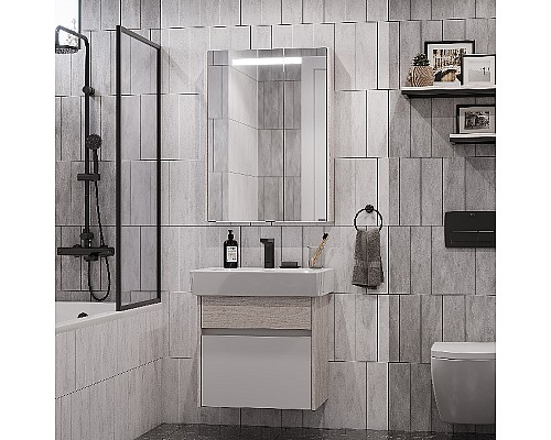 Зеркальный шкаф Aquaton Верди PRO 60 1A206902VDAV0 с подсветкой Белый Ясень фабрик Зеркальный шкаф Aquaton Верди PRO 60 1A206902VDAV0 с подсветкой Белый Ясень фабрик
