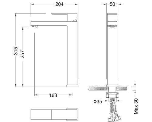 Смеситель для раковины-чаши Timo Selene 3061/00F хром