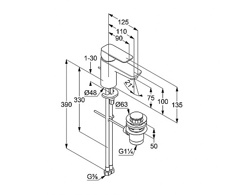 Однорычажный смеситель на умывальник Kludi Pure&Style 403820575