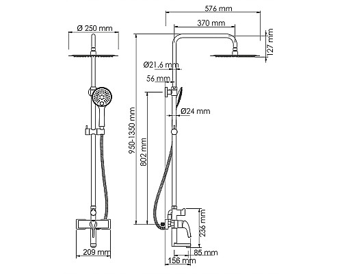 Душевая система WasserKRAFT Sauer A17101 Золото