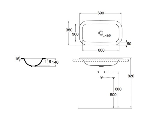 Раковина Azzurra Glaze 69 GLLI06938000BI (GLZ 69x38/IN bi) Белая