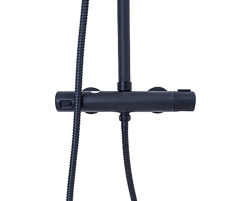 Душевая система WellWant by Agger Nero WWDS0W4428125B с термостатом Черная