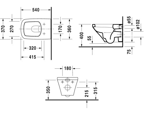 Унитаз Duravit 45520900A1 подвесной с сиденьем Микролифт
