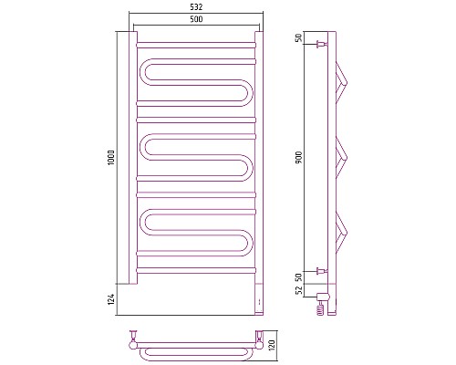 Полотенцесушитель электрический 1000х500 шампань МЭМ правый Сунержа Элегия 3.0 020-5819-1050