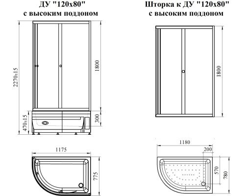 Душевой уголок Radomir 120x80 R с поддоном Белый