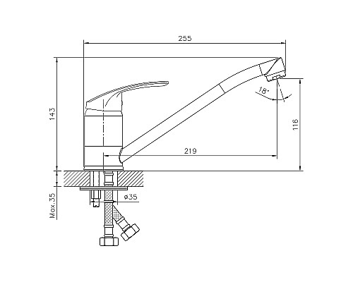 Смеситель для кухни Decoroom DR71018 Хром