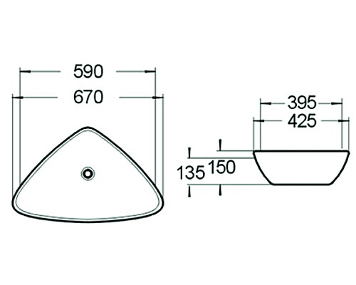 Раковина керамическая накладная SantiLine SL-1034