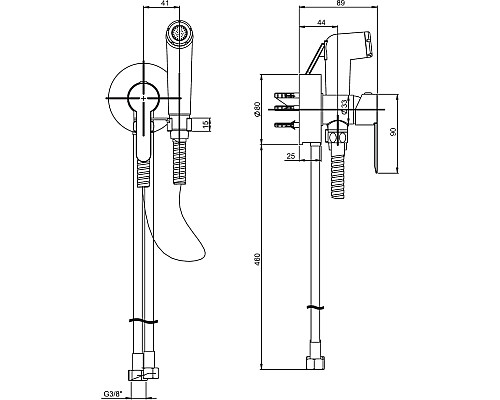 Гигиенический душ со смесителем Paini Aosta 92CR304KM с наружным подключением Хром